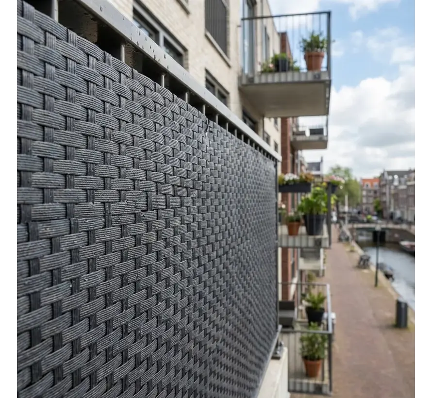 Balkonscherm Antraciet - 0,9 x 5 meter - PE