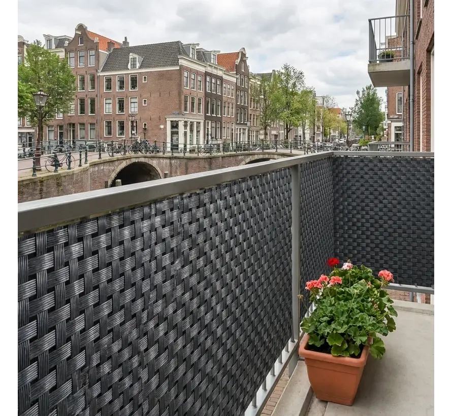 Balkonscherm Antraciet - 0,9 x 5 meter - PE