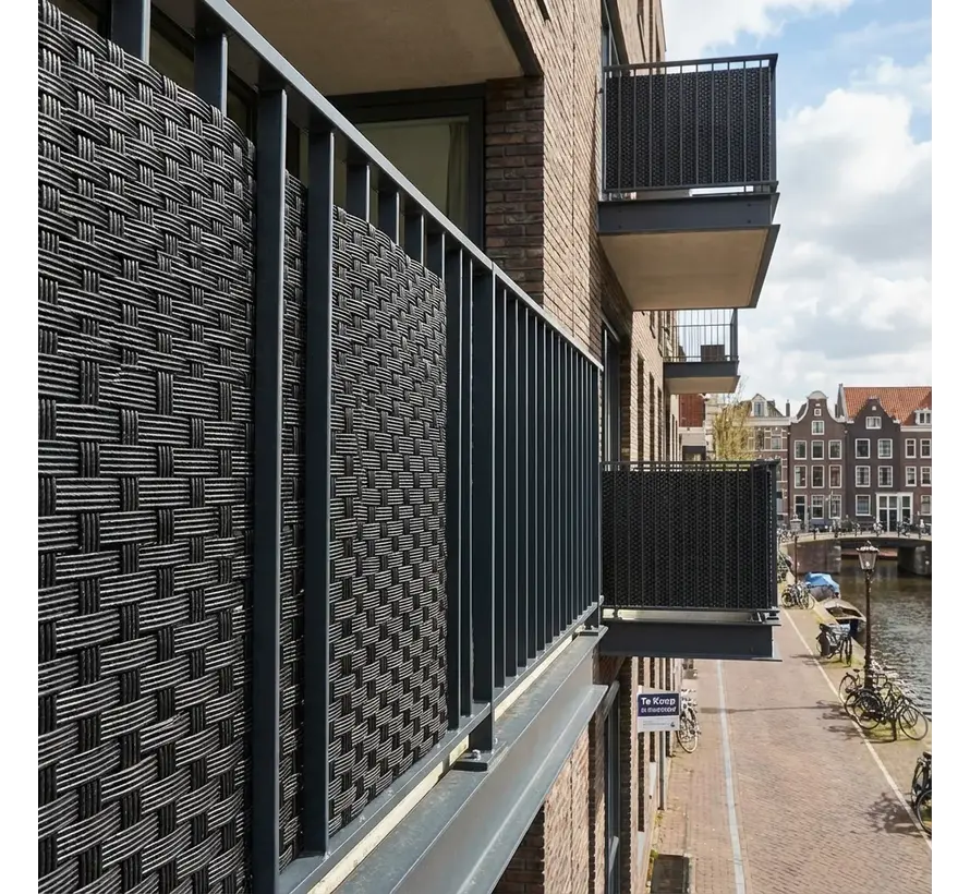 Balkonscherm Zwart - 0,9 x 5 meter - PE