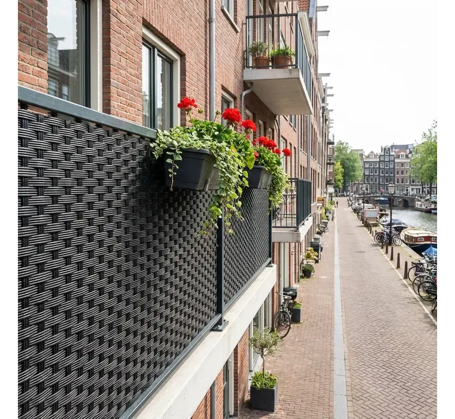 Balkonscherm Zwart - 0,9 x 5 meter - PE