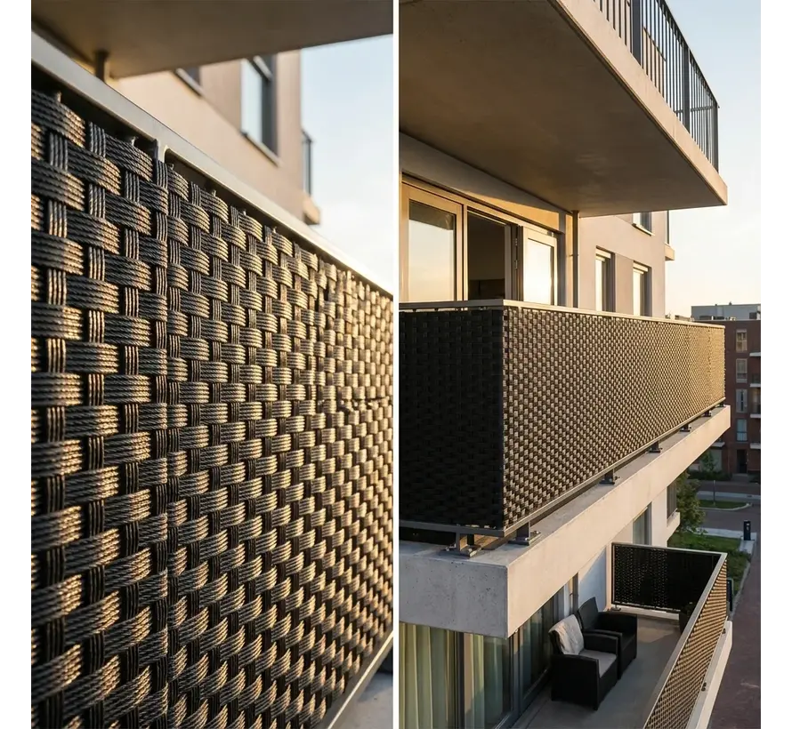 Balkonscherm Zwart - 0,9 x 5 meter - PE