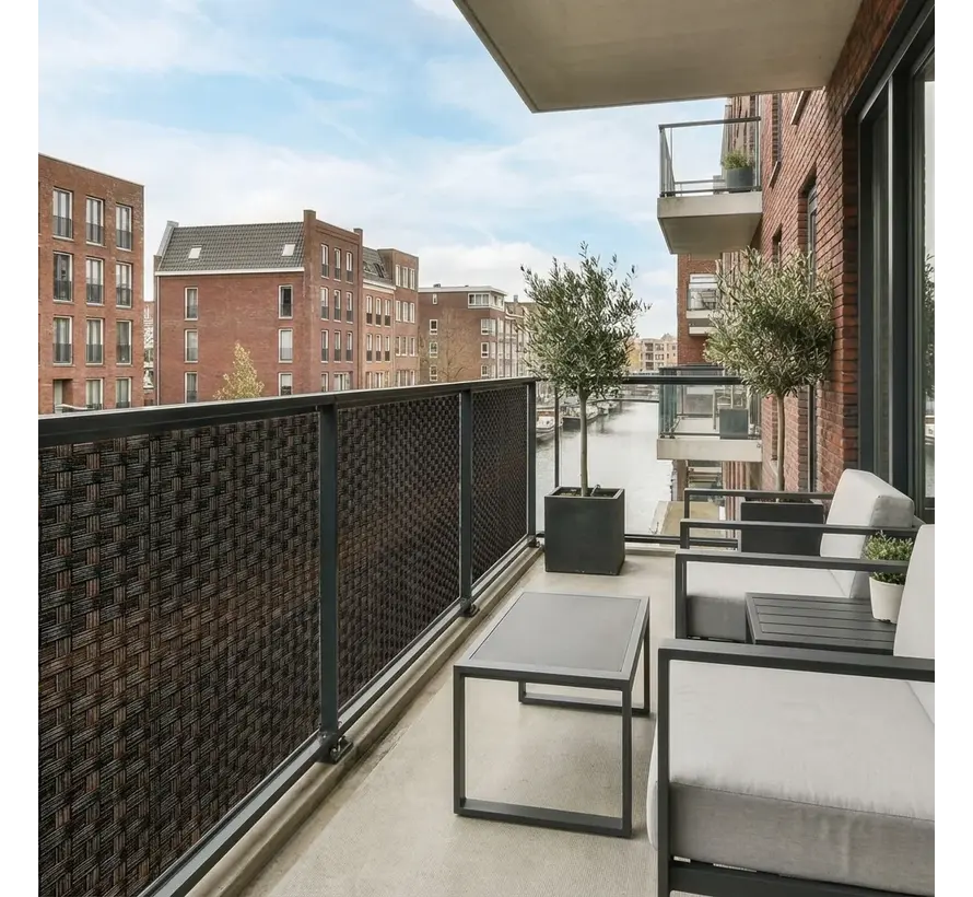 Balkonscherm Bruin & Zwart - 0,9 x 5 meter - PE - 4-seizoens