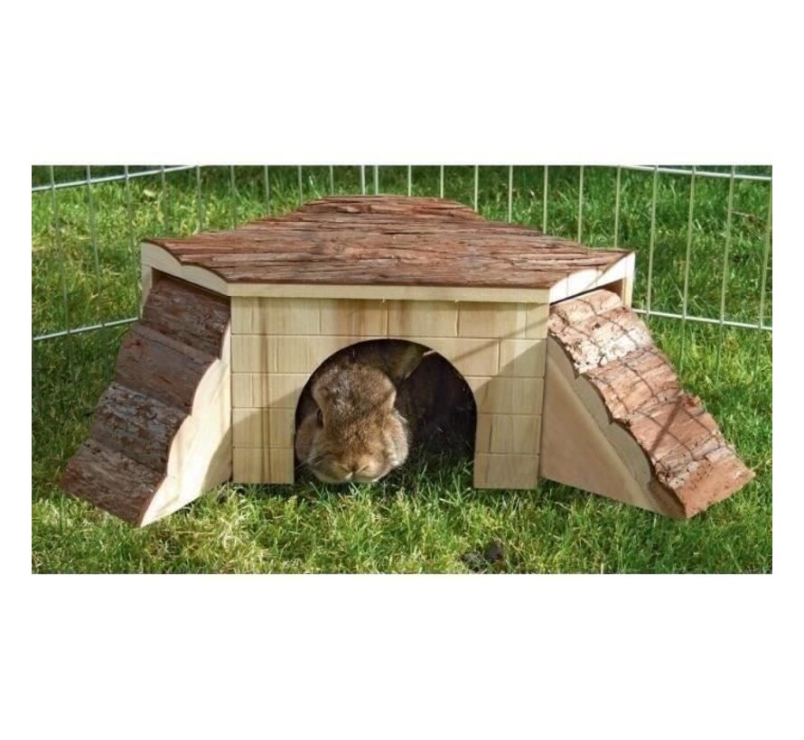 KERBL Natuurhuis met oprit - Knaagdieren - 37 x 37 x 16 cm