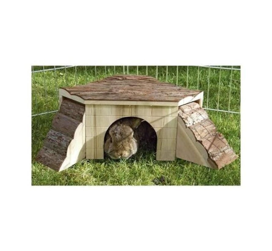 KERBL Natuurhuis met oprit - Knaagdieren - 37 x 37 x 16 cm