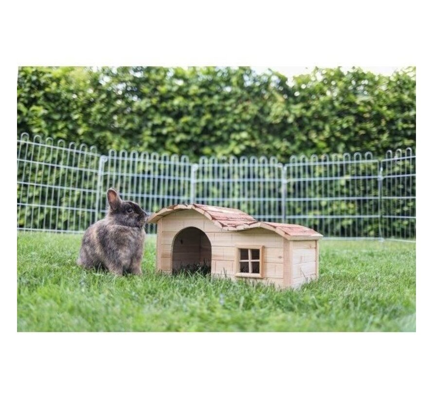 KERBL Knaagdierenhuis Natuur - Gebogen dak - 40 x 25 x 25 cm