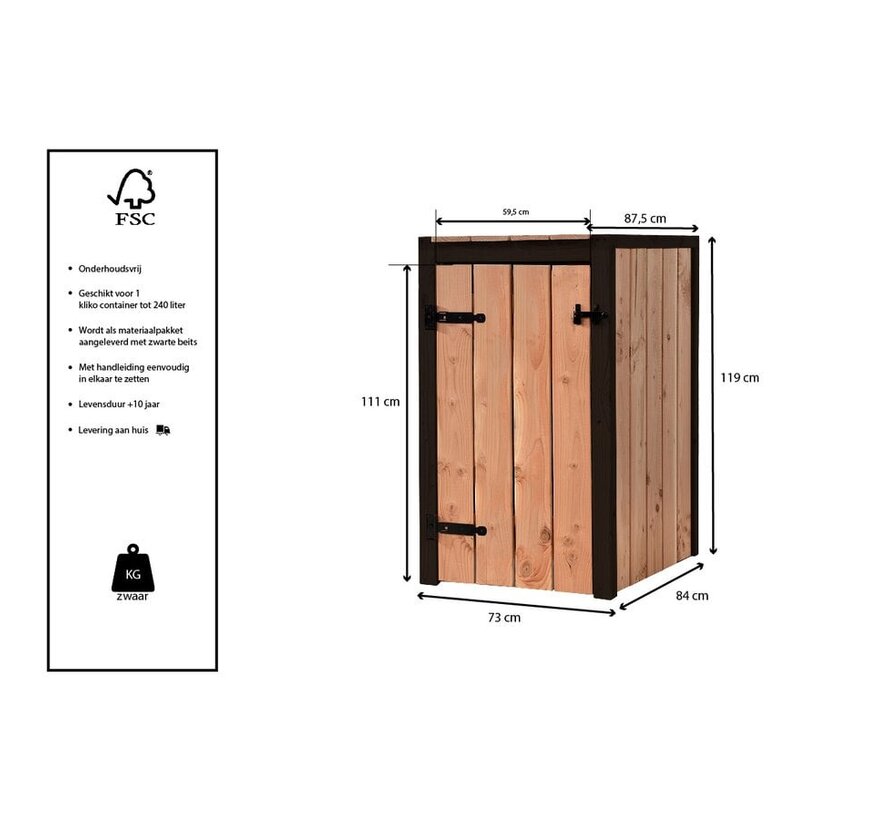 Volente Container ombouw - Douglas hout - 5 maten - Uniek zwart