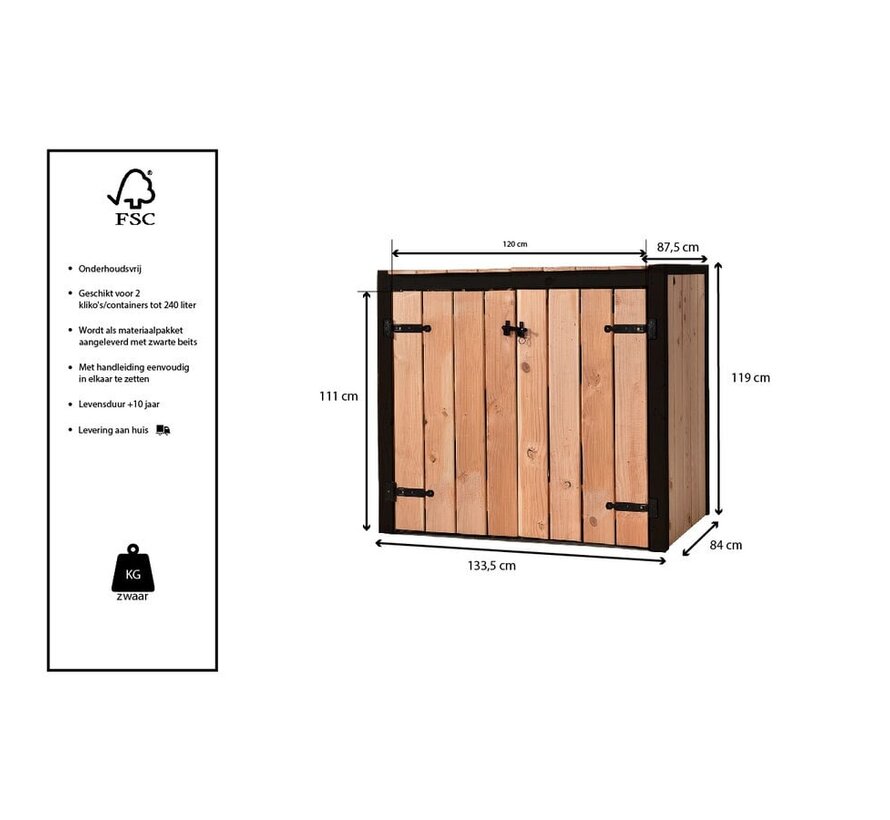 Volente Container ombouw - Douglas hout - 5 maten - Uniek zwart