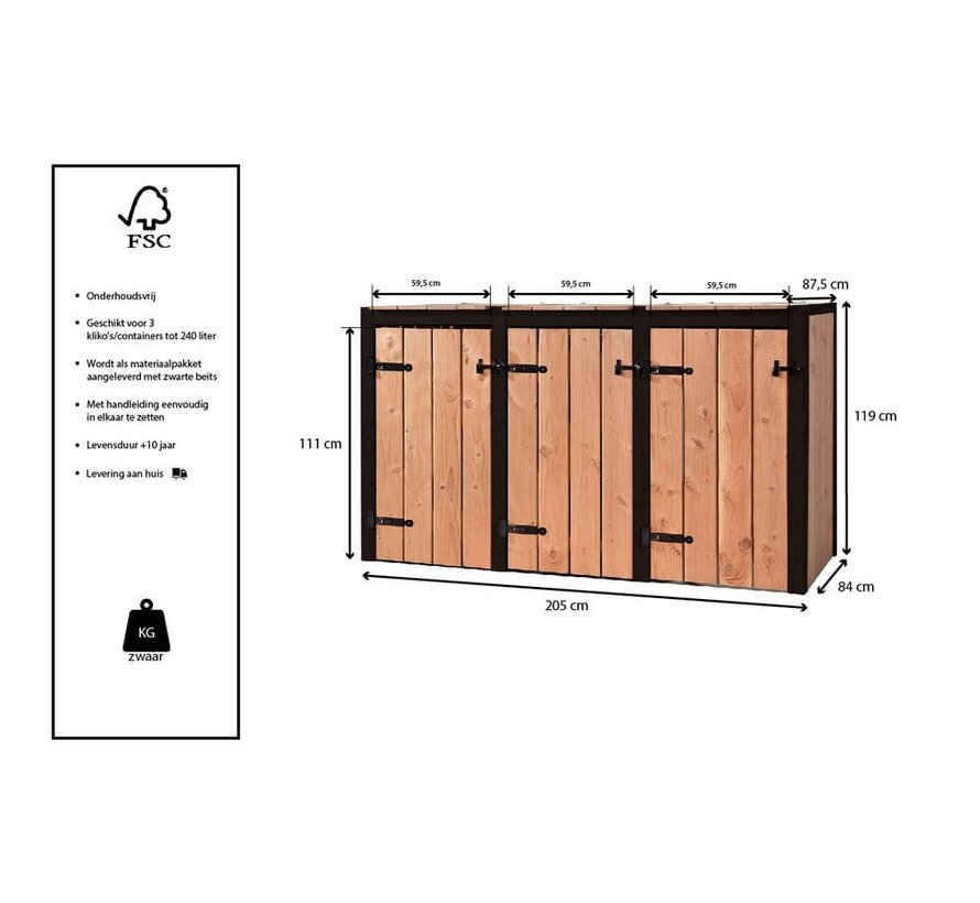 Volente Container ombouw - Douglas hout - 5 maten - Uniek zwart