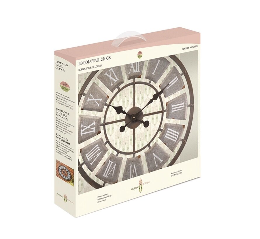 Tuinklok Lincoln - 62 cm - Kwarts - Romeinse cijfers
