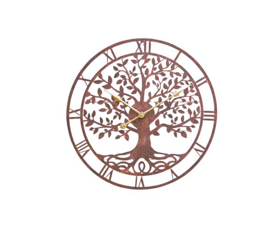 Tuinklok Tree of Life - 35 of 60 cm - Kwarts - Romeinse cijfers