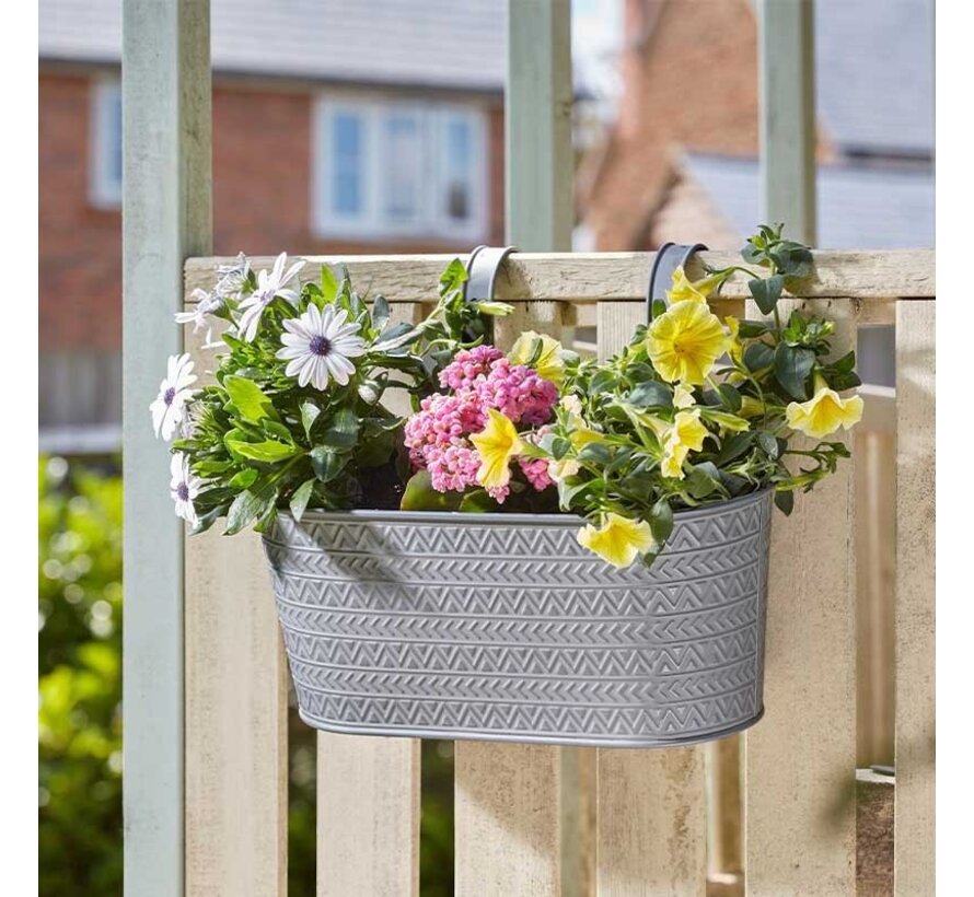 Hangbak Aztec - Metaal 30 cm - Lijsteengrijs