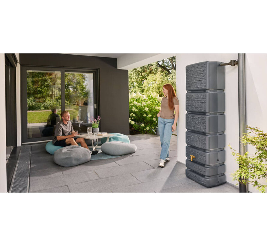 Regenton Slim - Stone Decor - 350 Liter - Antraciet
