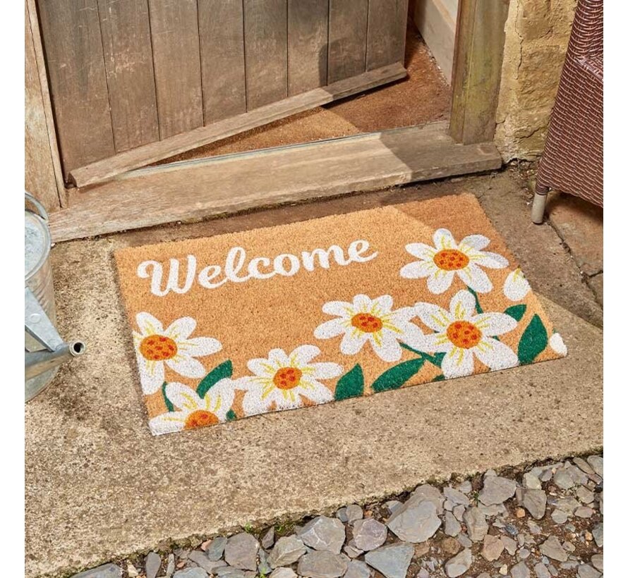 Deurmat Kokos Madeliefjes - 45 x 75 cm