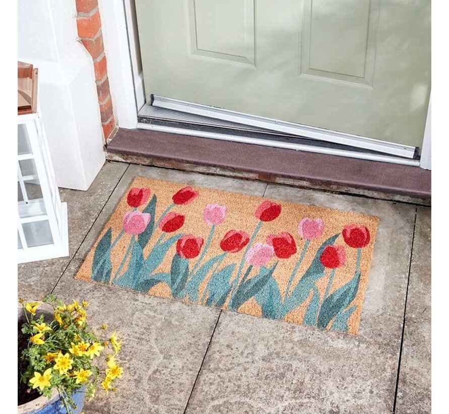 Deurmat Kokos Tulpen - 45 x 75 cm