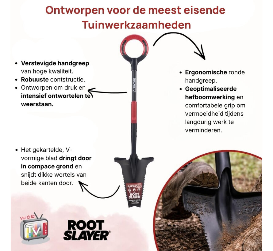 Root Slayer Pro Tuinspade - 113 cm - 6-in-1 Professionele Multifunctionele spade - 360° Handvat