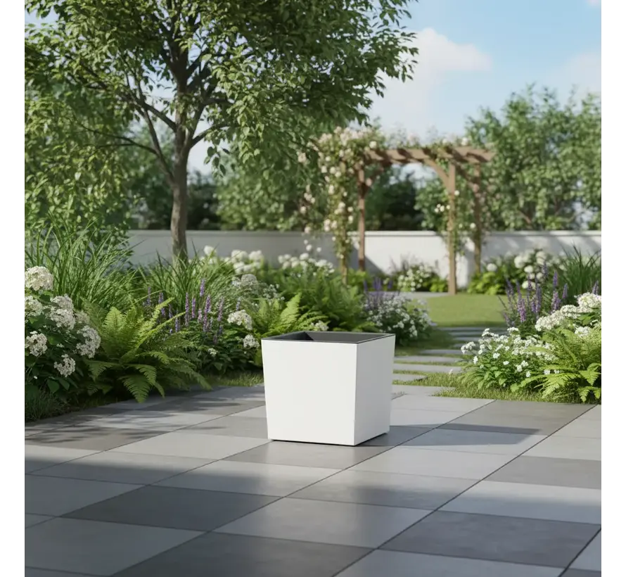 Prosperplast Urbi Square Low - Bloempot - Vierkant - Wit