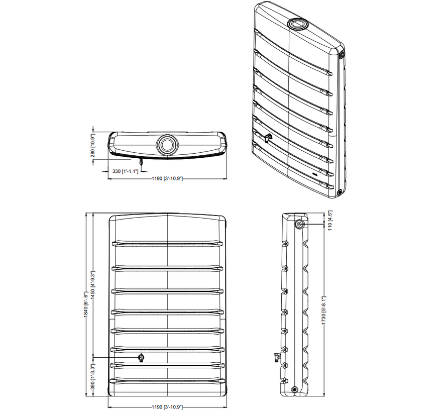 Regenton ExtraSlim - Stone Decor - 400 liter - Antraciet