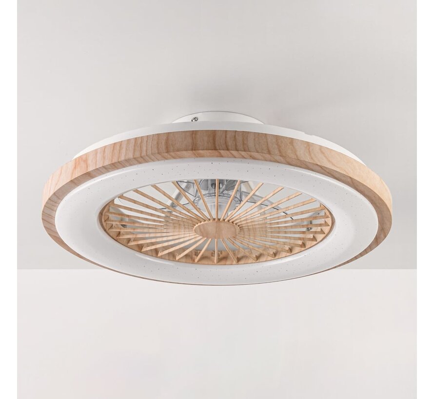 Plafondventilator met verlichting - Starry - Houtlook of zwart - Aanpasbare kleurtemperatuur