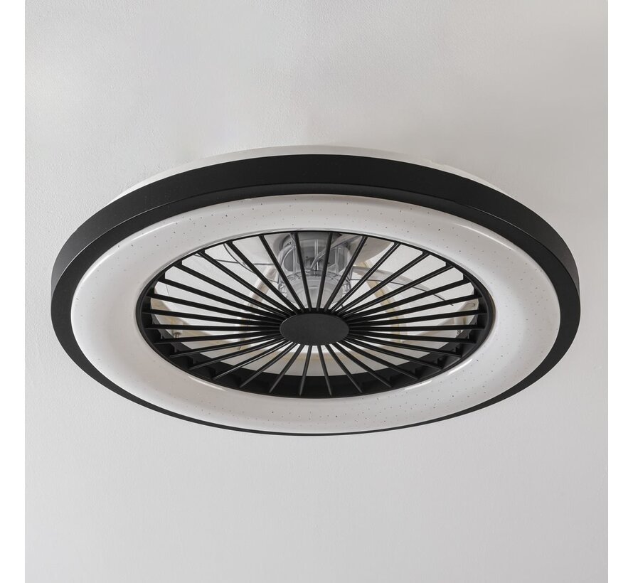 Plafondventilator met verlichting - Starry - Houtlook of zwart - Aanpasbare kleurtemperatuur