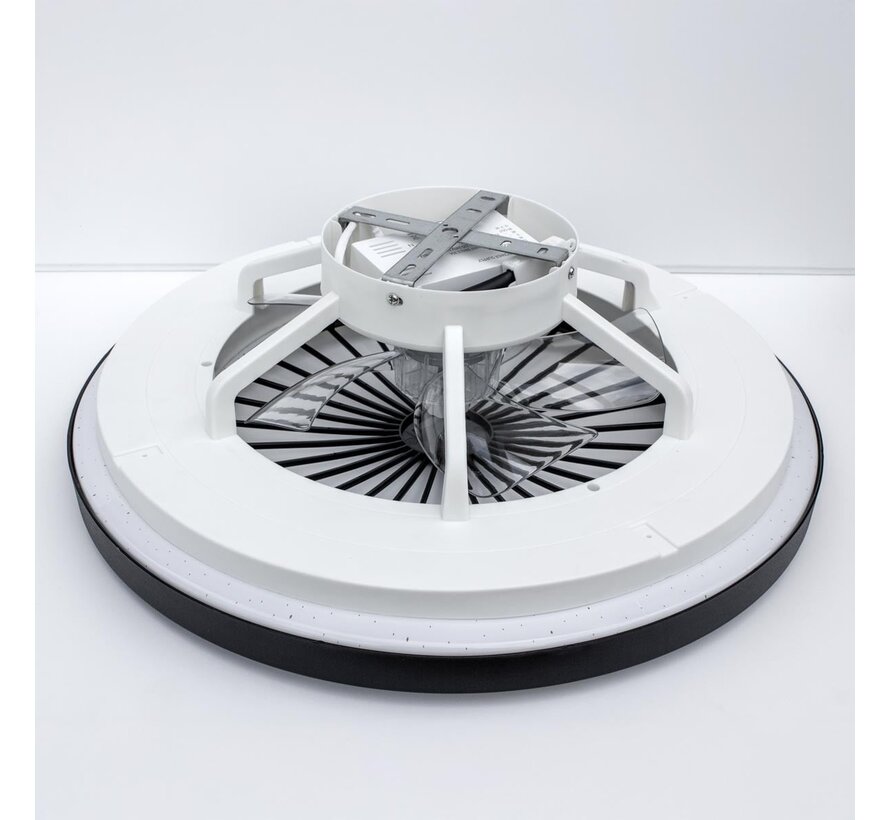 Plafondventilator met verlichting - Starry - Houtlook of zwart - Aanpasbare kleurtemperatuur