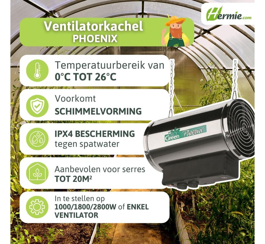 Biogreen Phoenix kaskachel - 3 standen
