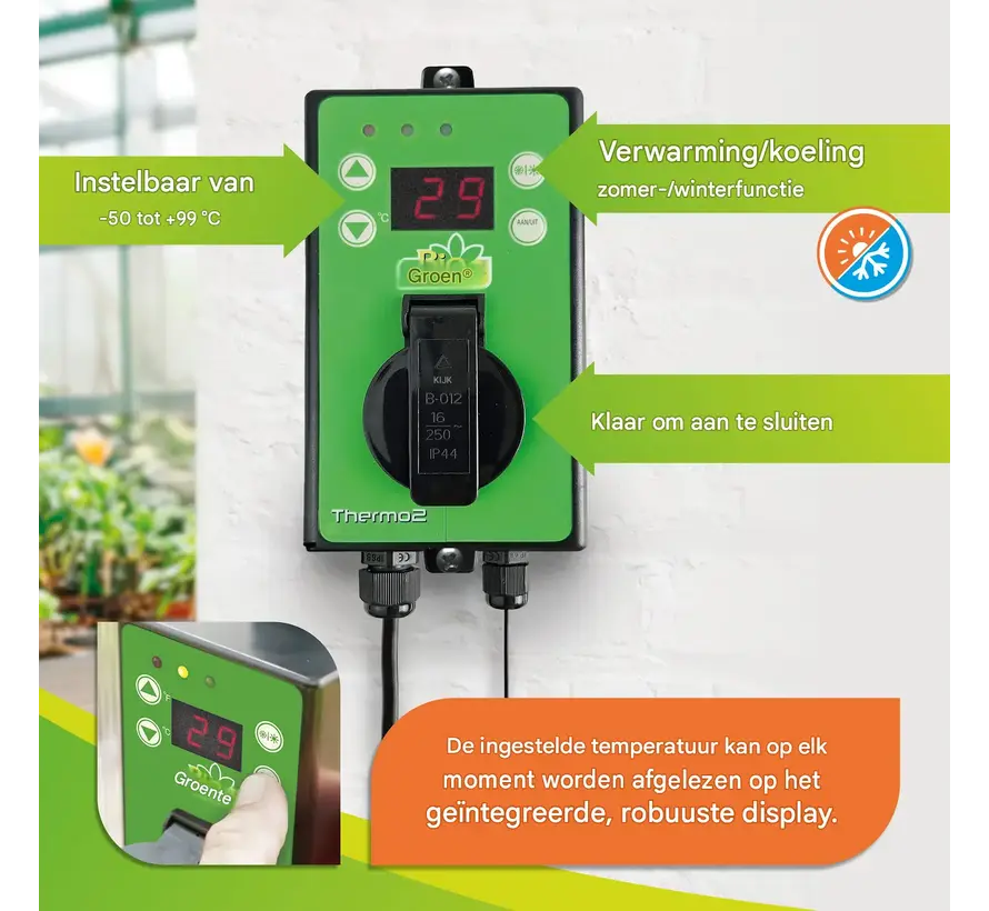 Biogreen Thermo 2 - Digitale thermostaat - Verwarming & koeling