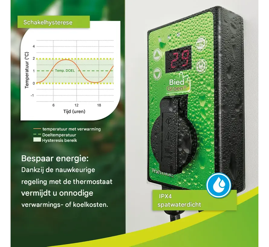 Biogreen Thermo 2 - Digitale thermostaat - Verwarming & koeling