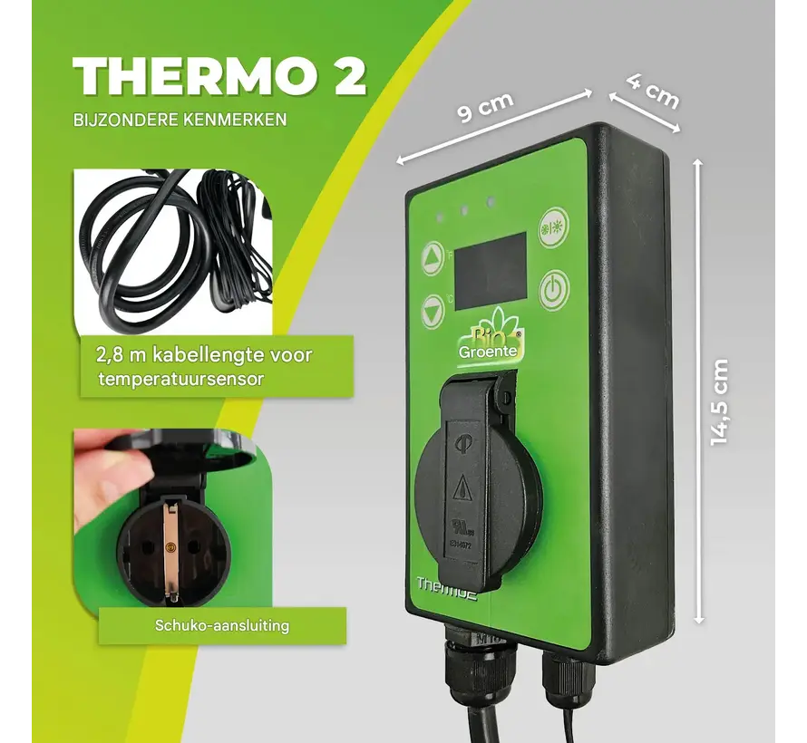 Biogreen Thermo 2 - Digitale thermostaat - Verwarming & koeling