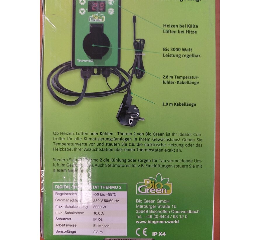 Biogreen Thermo 2 - Digitale thermostaat - Verwarming & koeling