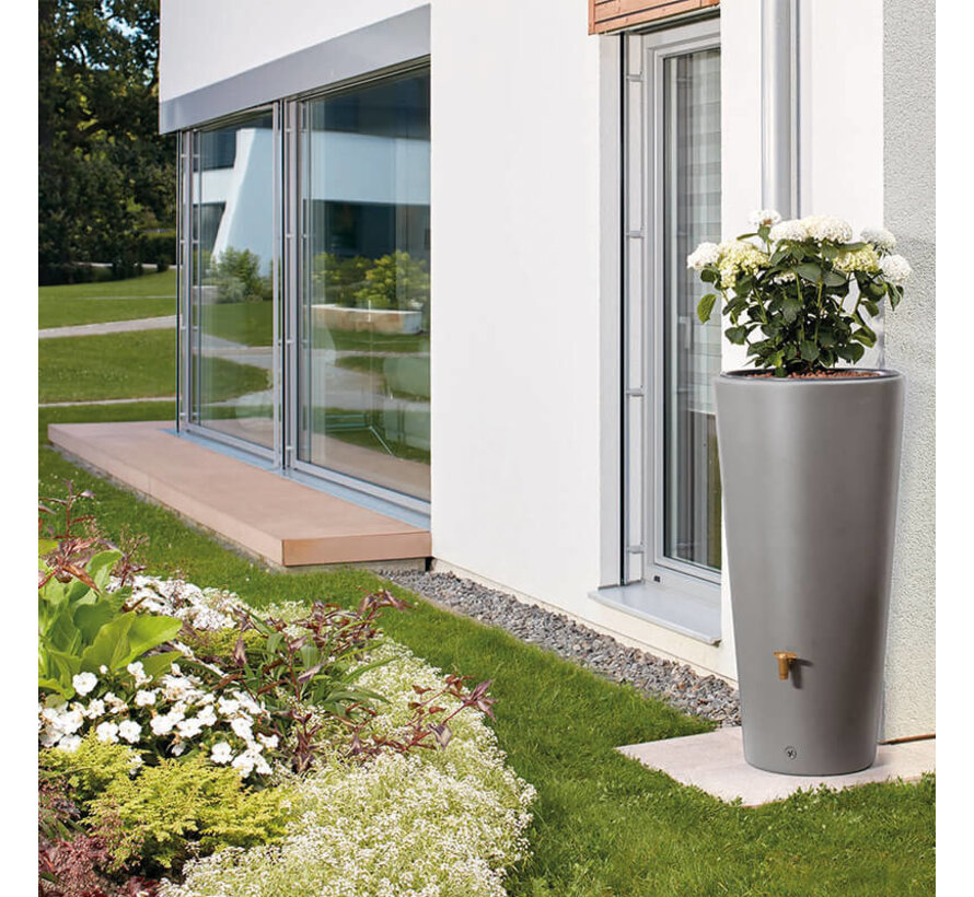 Regenton Vaso 220 liter - 2 in 1 + Plantenbak + Vulautomaat - Lichtgrijs