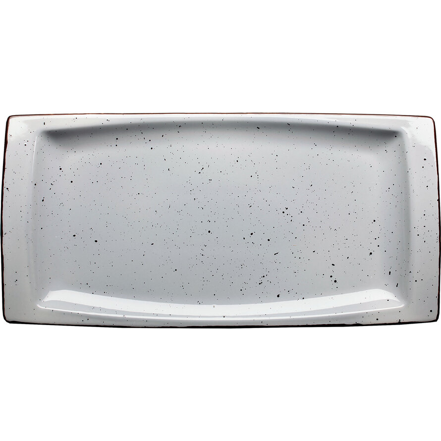 Porzellanserie "Granja" grau Platte flach eckig, 18 x 36 cm