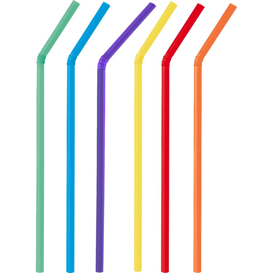 Trinkhalme aus Papier Flexhalme, farbig gemischt 24cm