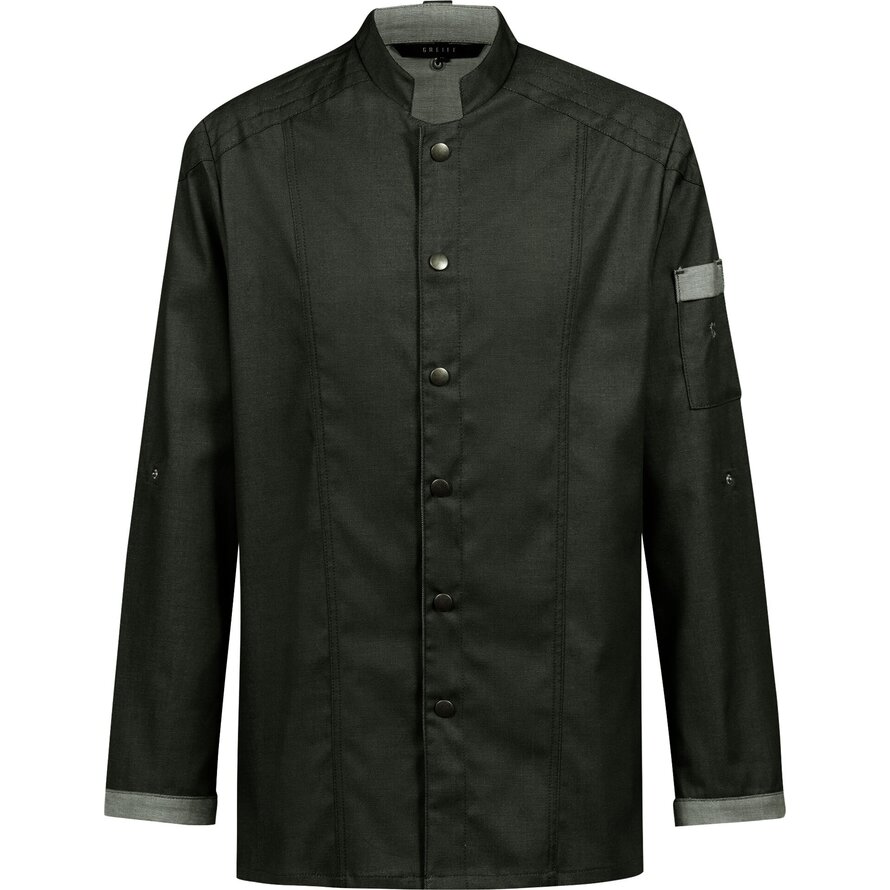 Kochjacke Herren, Bikerstyle, langarm, grün Gr. S