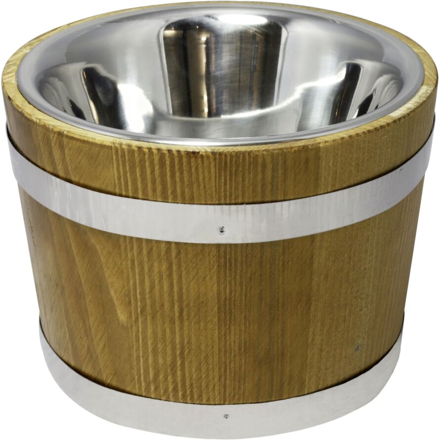 Holzfass mit Edelstahlschüssel 1,3L