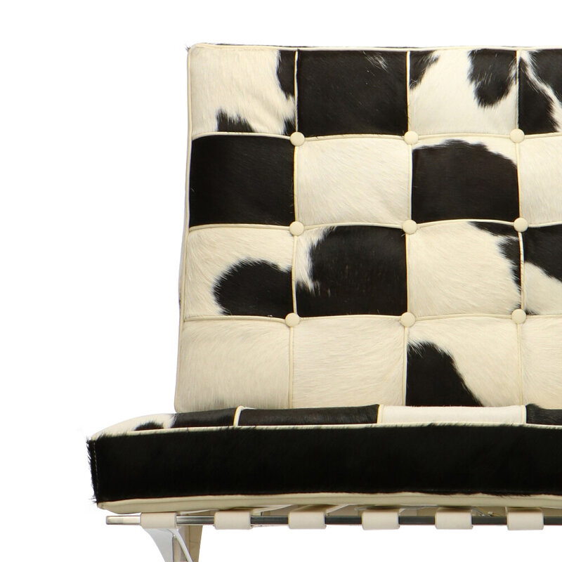 Barcelona chair Barcelona Chair Koeienhuid Schwarz/Crème