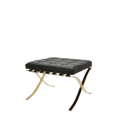 Barcelona Chair Ottoman Premium Gold Edition Black