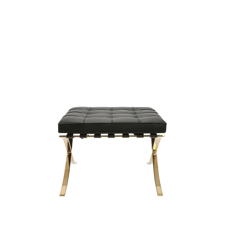 Chaise Barcelona Ottoman Premium Gold Edition Noir Barcelona chair Chaise Barcelona Ottoman Premium Gold Edition Noir