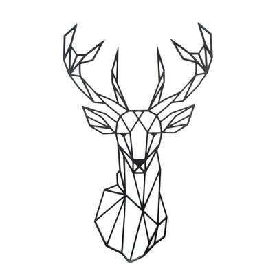 Cerf Géométrique | MDF | Zwart XL