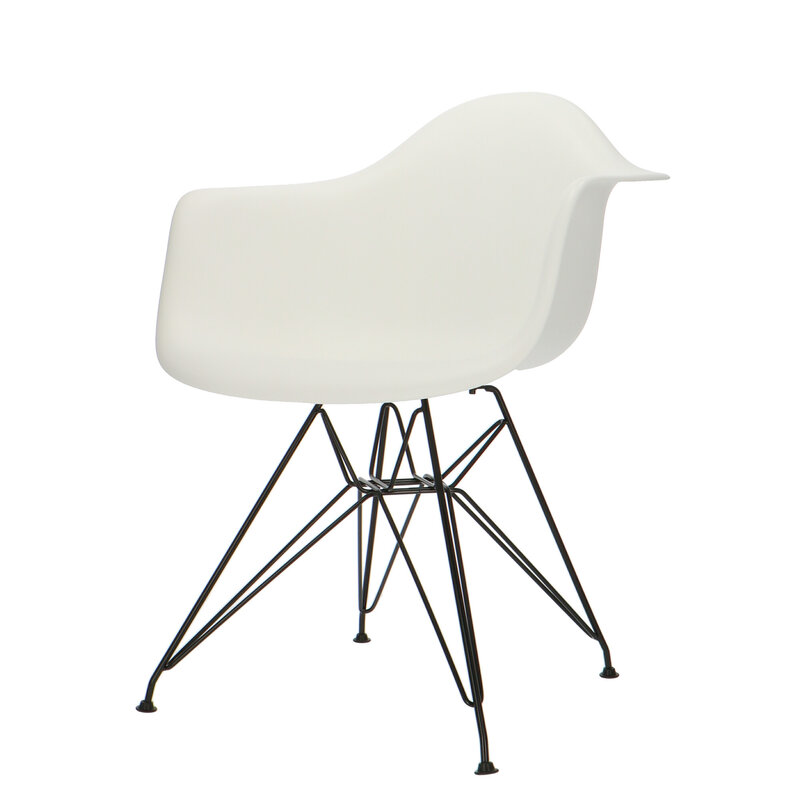 POPfurniture Chaise POP DAR Pieds Noirs Blanc