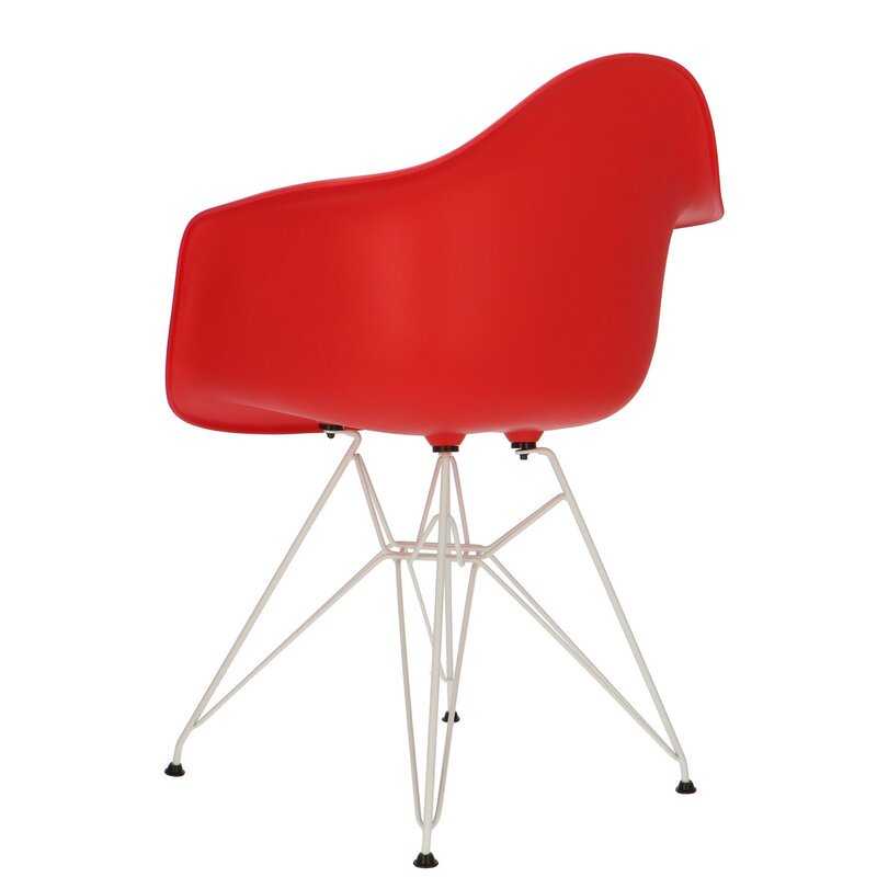 POPfurniture Chaise POP DAR Pieds Blancs Rouge