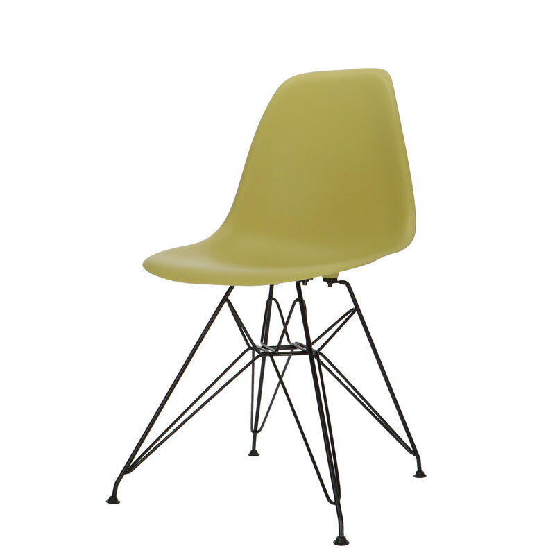 POPfurniture Chaise POP DSR Pieds Noirs Vert olive