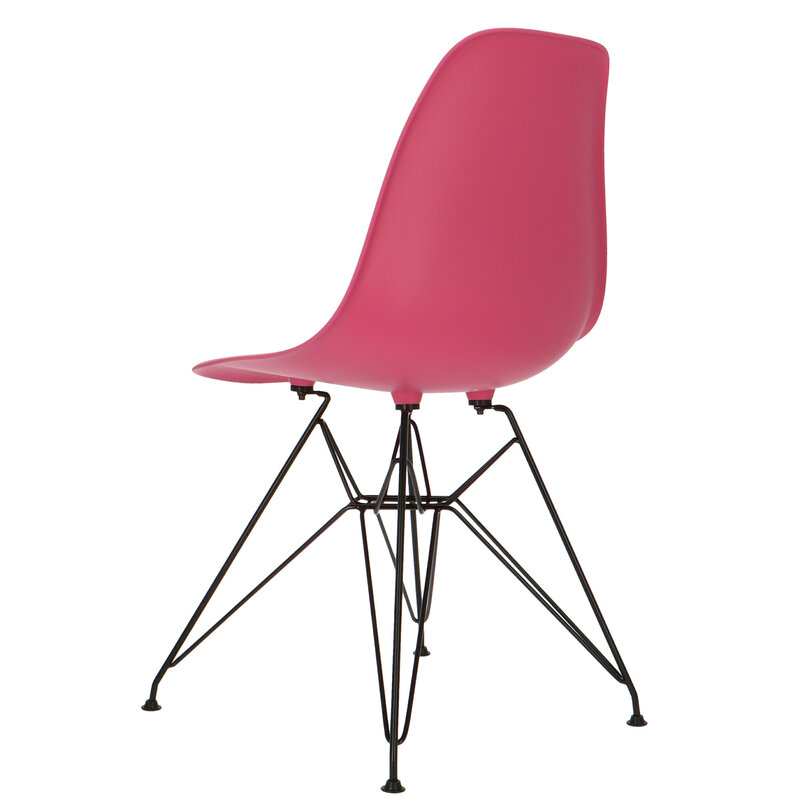 POPfurniture Chaise POP DSR Pieds Noirs Rose