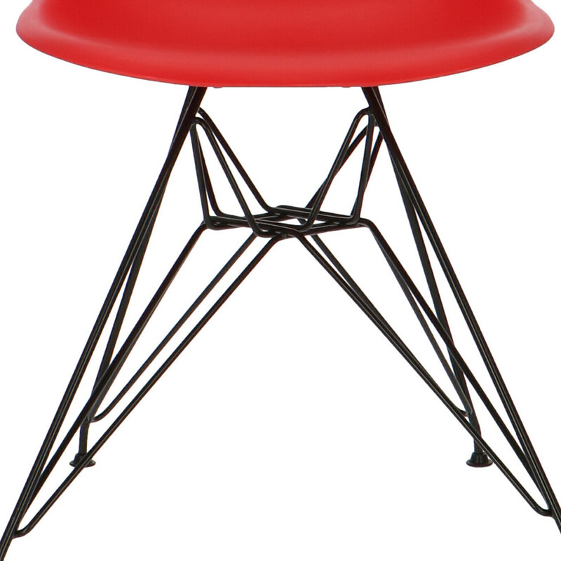 POPfurniture Chaise POP DSR Pieds Noirs Rouge