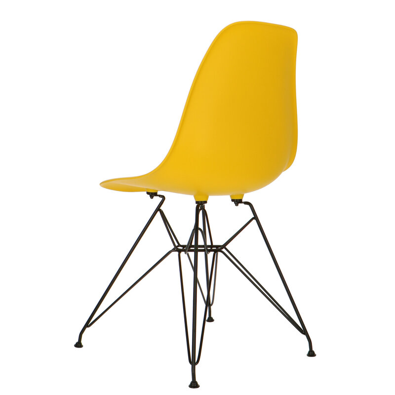 POPfurniture Chaise POP DSR Pieds Noirs Jaune