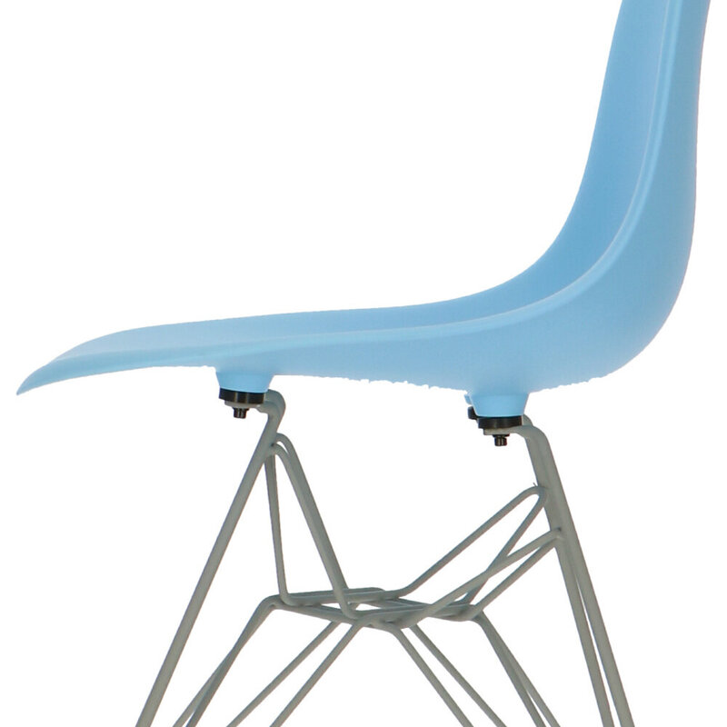 POPfurniture Chaise POP DSR Pieds Gris Bleu