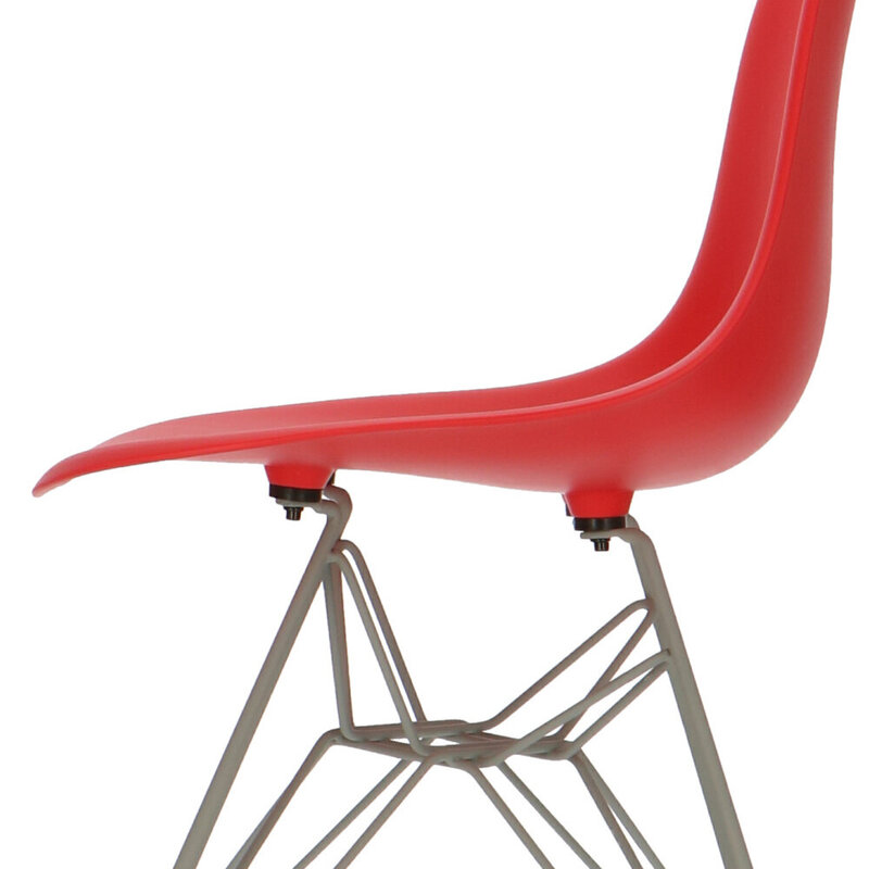 POPfurniture Chaise POP DSR Pieds Gris Rouge