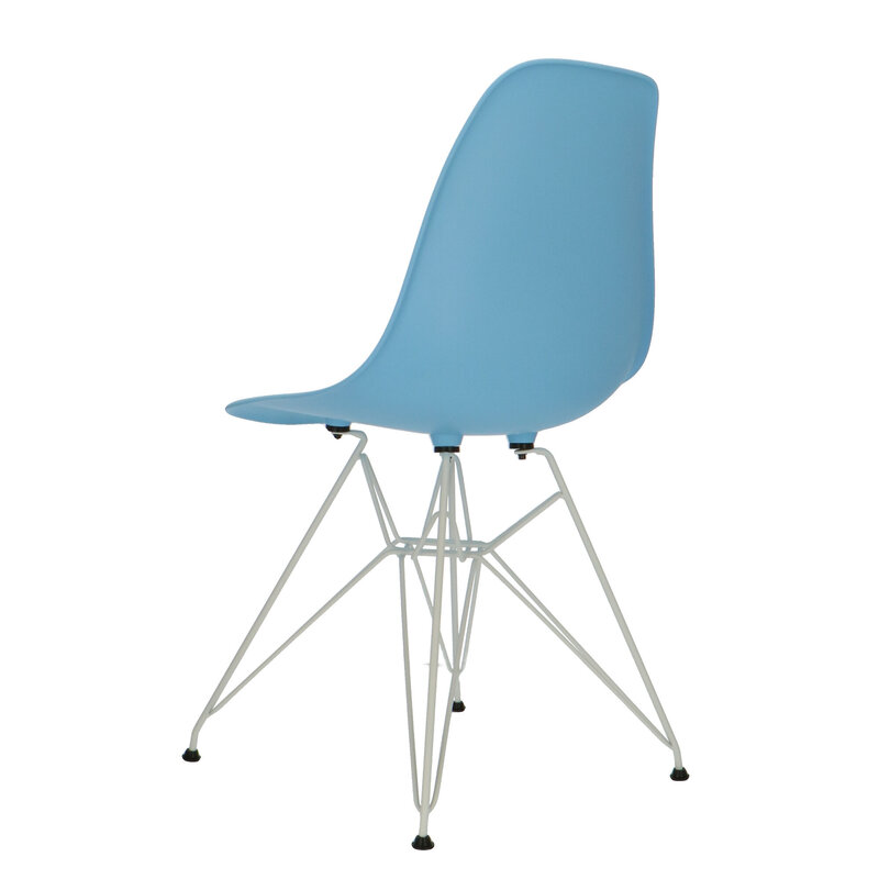 POPfurniture Chaise POP DSR Pieds Blancs Bleu