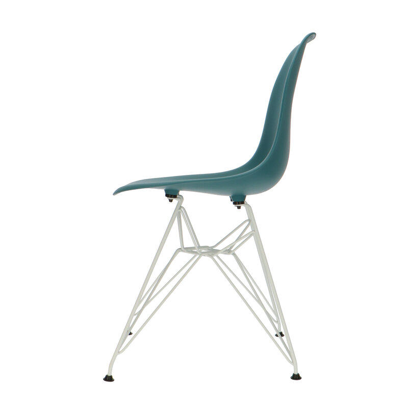 Chaise POP DSR Pieds Blancs Bleu Petrole POPfurniture Chaise POP DSR Pieds Blancs Bleu Petrole