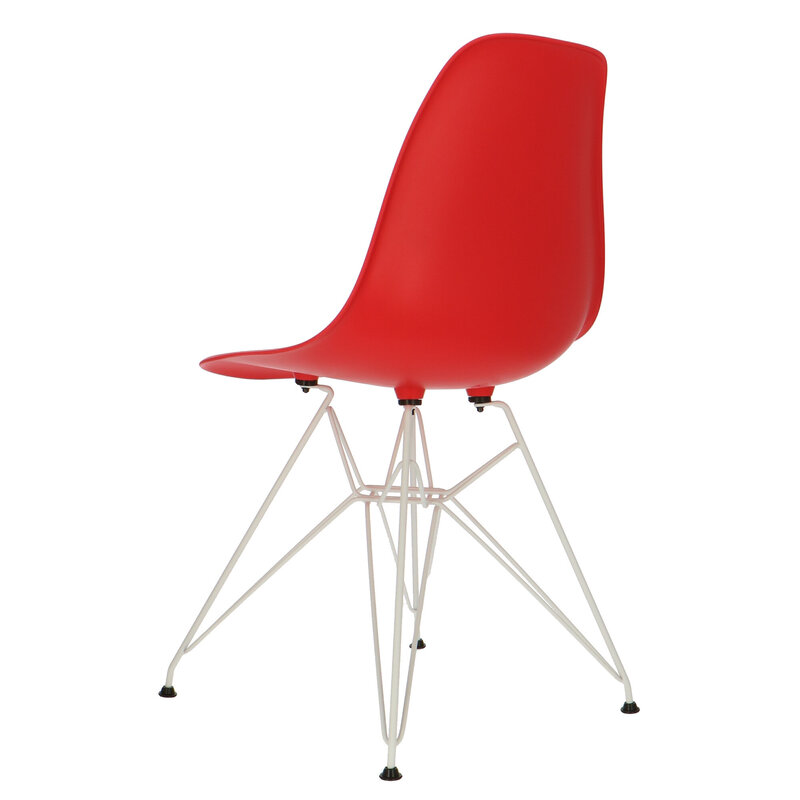 POPfurniture Chaise POP DSR Pieds Blancs Rouge
