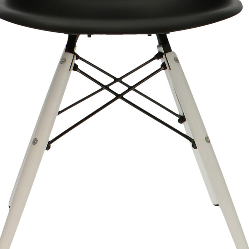 POPfurniture Chaise POP DSW Pieds Blancs Noir